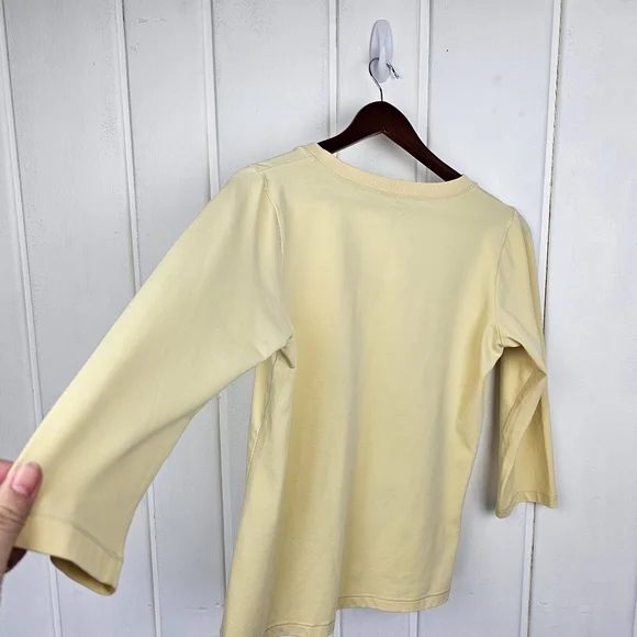 Patagonia Yellow Organic Cotton V Neck 3/4 Sleeve Basic Top Women's Medium - Picture 3 of 10